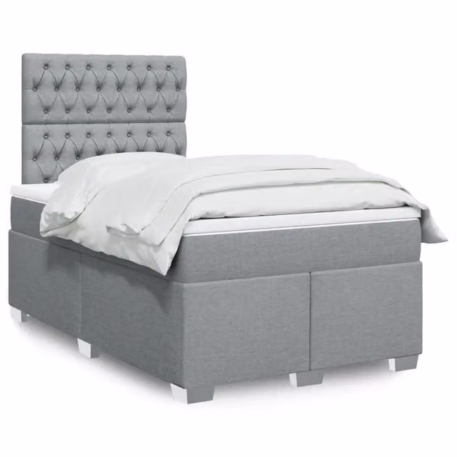 Letto Ibrido con Giroletto a Molle e Materasso vidaXL Grigio Chiaro e Bianco L/P/H: 200 x 120 x 150,5 cm