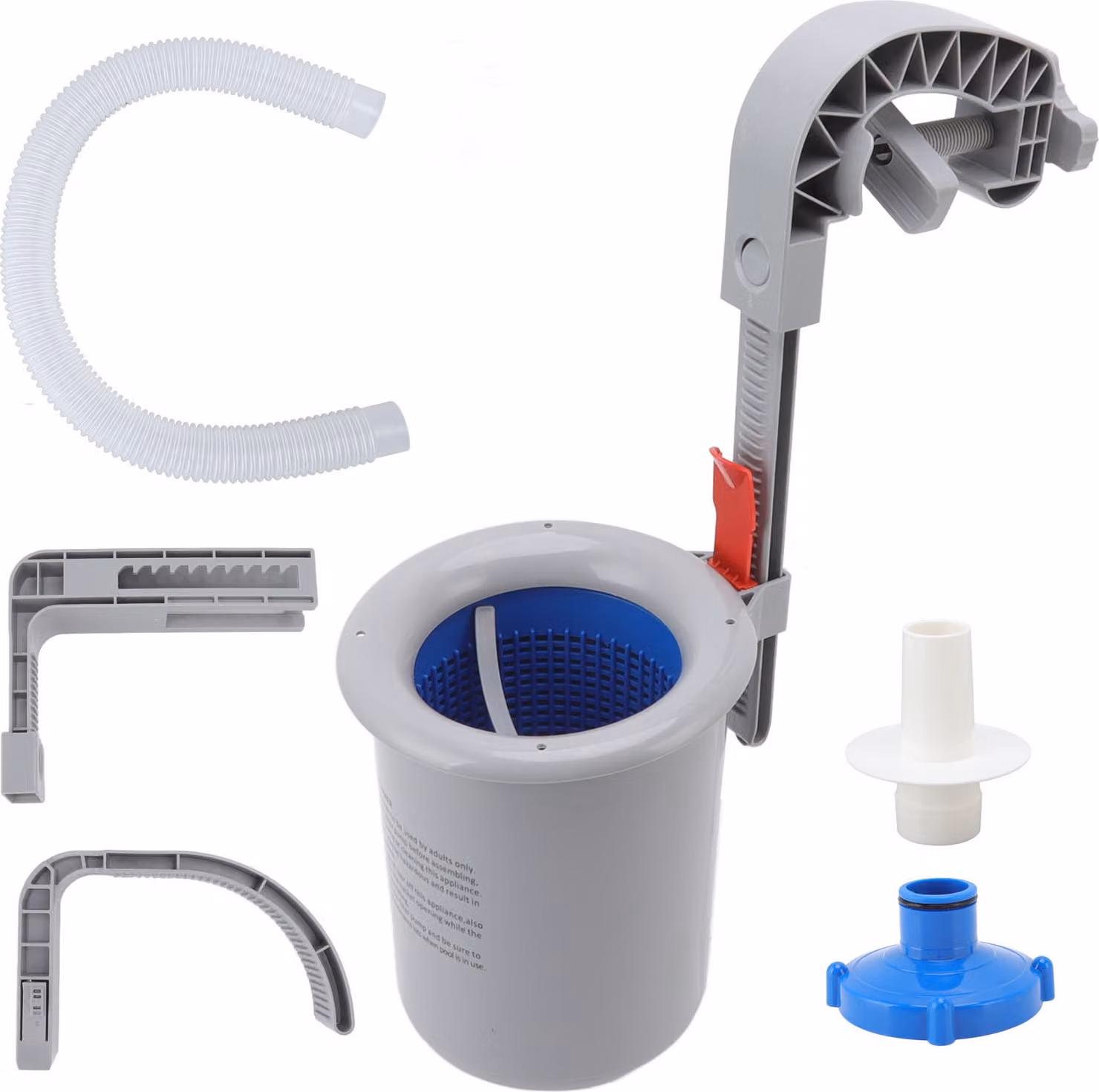 Skimmer per piscine, in plastica, grigio, da montare a parete, con sistema di pulizia automatica, filtro e raccoglitore di sporco per piscine