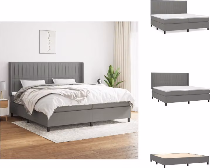 vidaXL Letto a molle con materasso grigio scuro 200x200 cm in tessuto - Letti & strutture letto