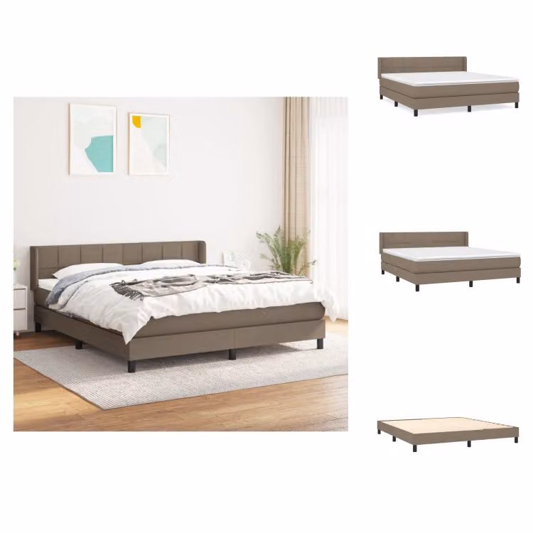 vidaXL Letto a molle con materasso in tessuto tortora 160x200 cm - Letti e strutture letto