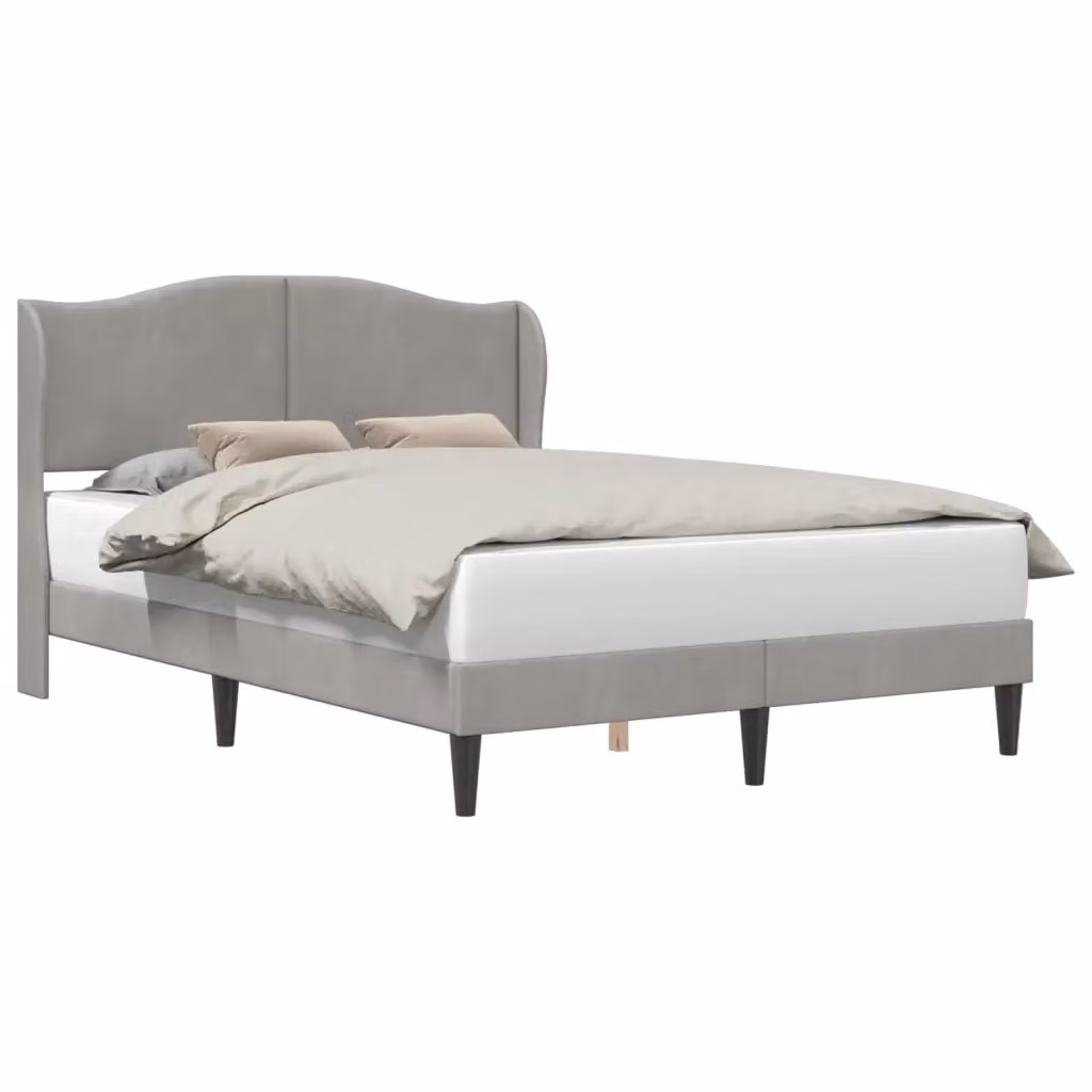 Struttura letto con giroletto in velluto grigio DESIGN IN L/P: 140 x 200 cm – 2