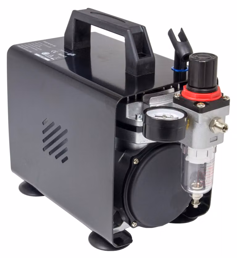 Mini compressore per aerografo - Regolatore di pressione a 4 bar - Capacità di 20 litri al minuto - Corpo in metallo