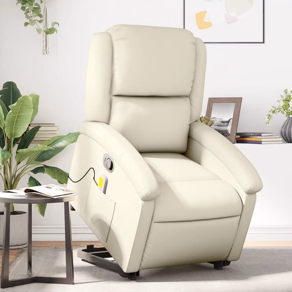 Poltrona Alzapersona Reclinabile con Assistenza Elettrica vidaXL in Similpelle Beige