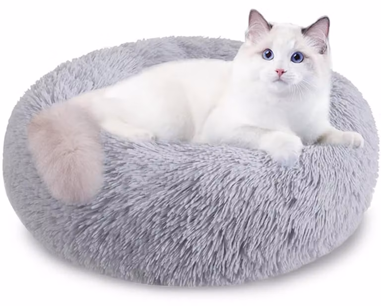 Cuccia per cani, 50 cm, grigia, in peluche, lavabile, per uso interno