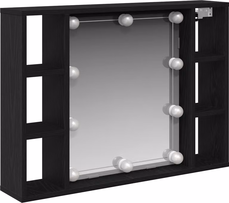 Mobiletto per specchio con specchio Rovere Nero 76 x 15 x 55 cm