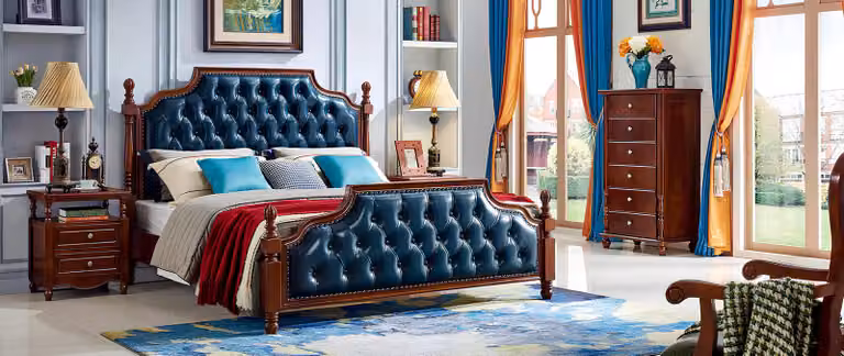Chesterfield Doppelbett Luxus Schlafzimmer Holz Bett Polster Bettrahmen Möbel