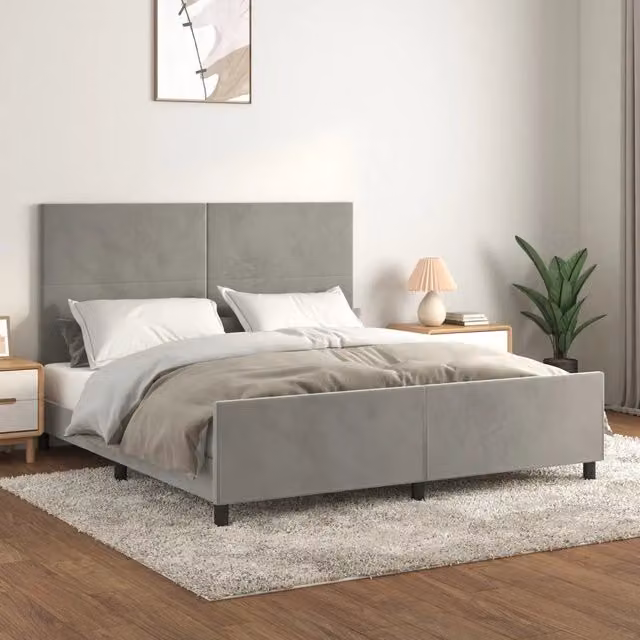 Giroletto senza Materasso Grigio Chiaro 160x200 cm Velluto 3125641
