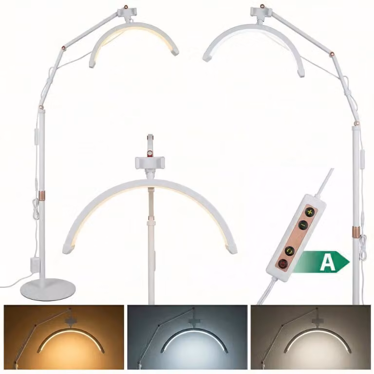 Lampada estetica LED professionale da terra Moon per extension ciglia bianca