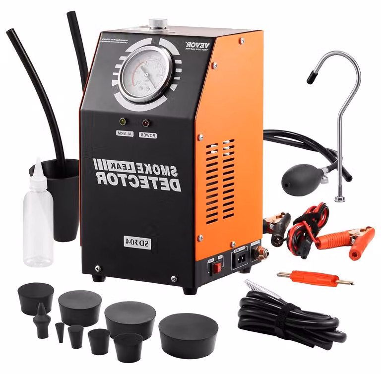 Rilevatore di perdite per auto - Rilevatore di perdite di refrigerante - Localizzatore di perdite - Generatore di fumo - Tester di vuoto - Pompa d'aria integrata, 8 L/min