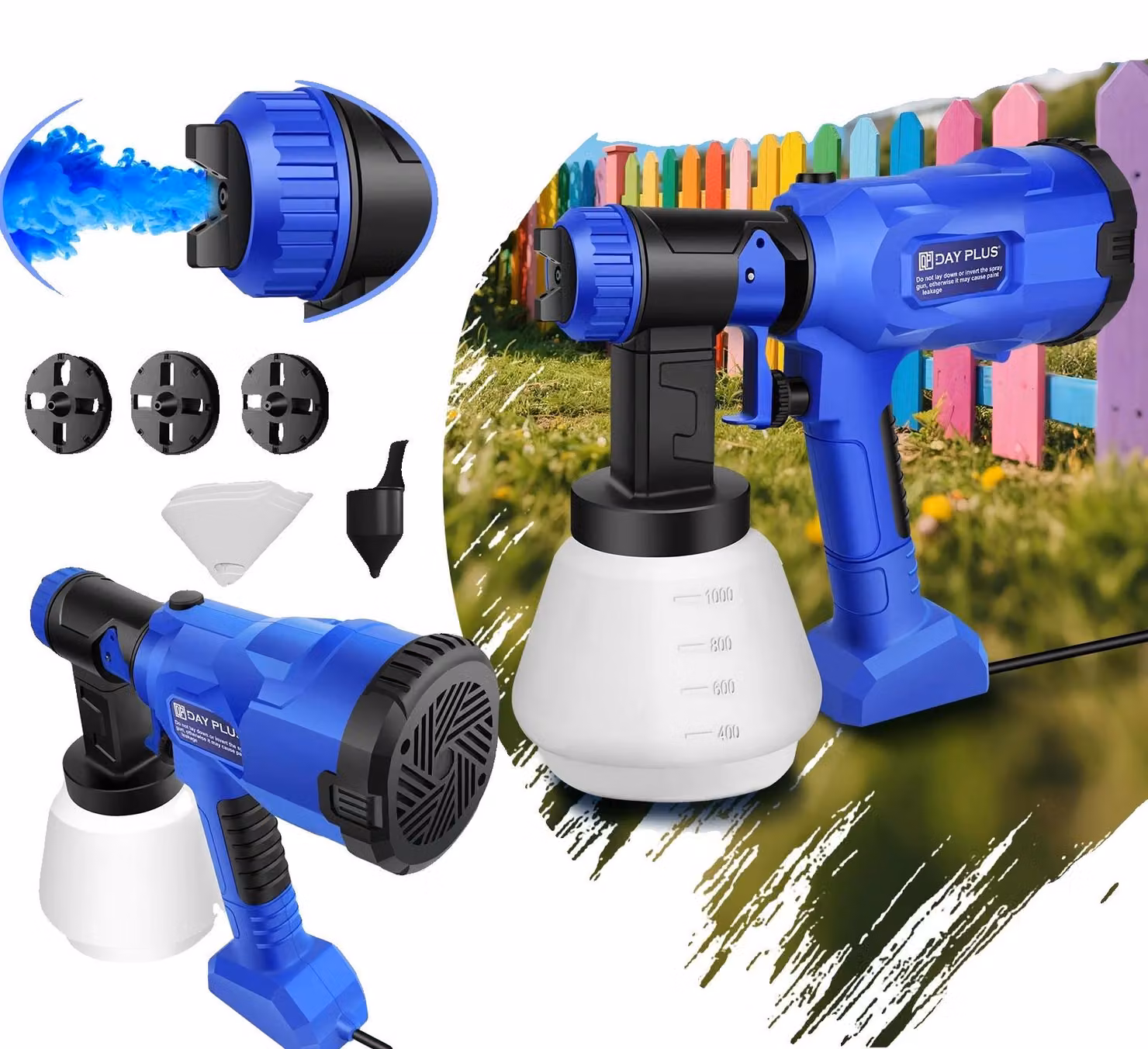 Spruzzatore di vernice, capacità 1000 ml, 4 ugelli, colore blu