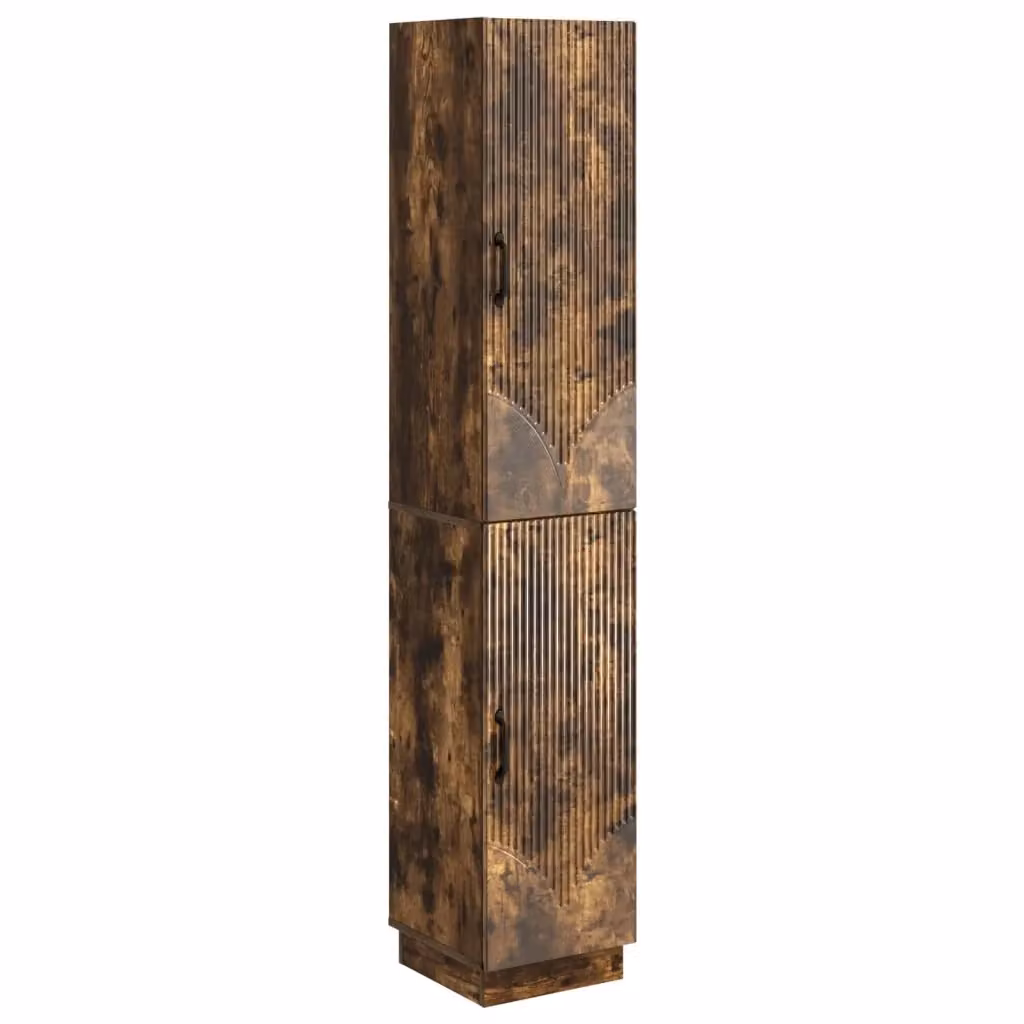 Set di 2 armadi moderni vidaXL in legno MDF color rovere fumo con ante a battente – 2