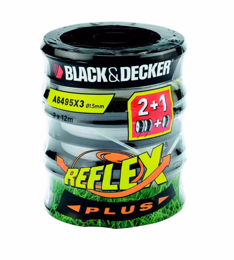 Black+Decker Rocchetto Tagliabordi - Nylon Doppio Filo 6m - 3 Bobine