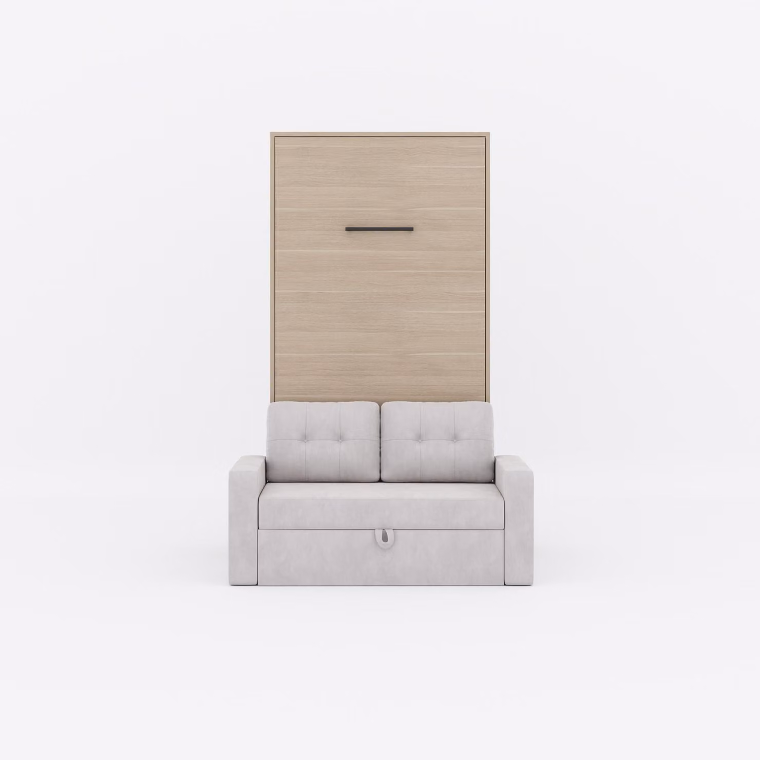Letto a scomparsa M3 (profondità 55 cm) verticale 100x200 incl. divano grigio sabbia Quercia Kaiserberg