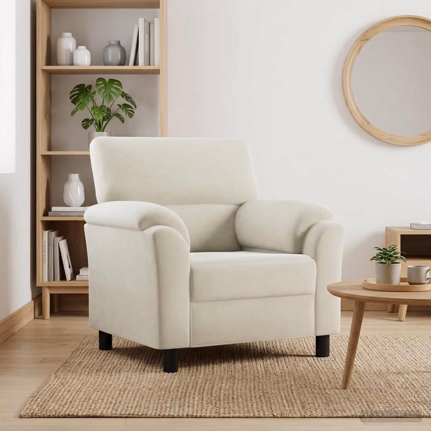 Divano moderno vidaXL in velluto beige L: 94 cm, P: 85 cm, H: 93 cm