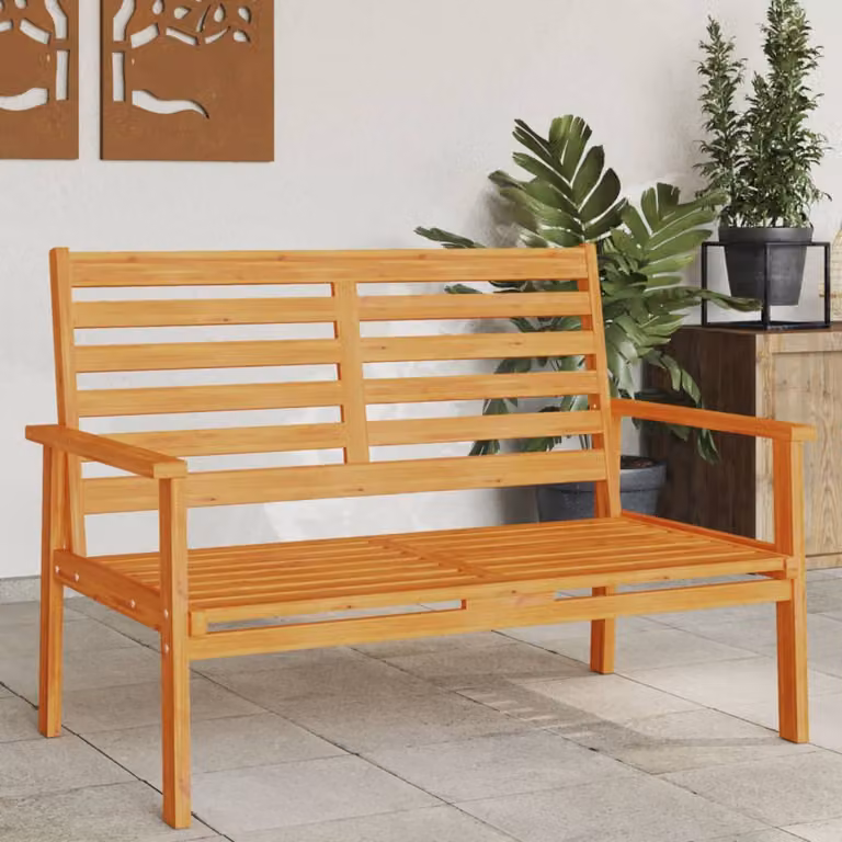 vidaXL Panca da Giardino in Legno di Acacia Marrone con Braccioli L: 120 cm, P: 68 cm, H: 81 cm
