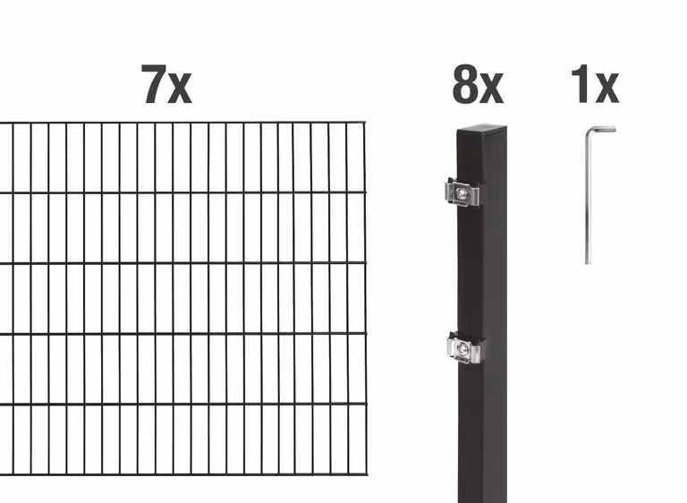 Recinzione a doppia barra Alberts 627911, set completo da 16 elementi, nero opaco, altezza 120 cm, lunghezza 14 m