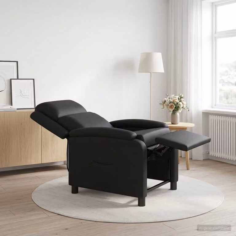 Poltrona relax reclinabile vidaXL in similpelle nera con braccioli per soggiorno e ufficio