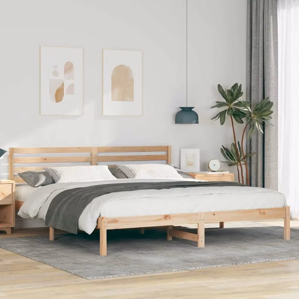 Letto matrimoniale moderno in pino massello marrone L/P/H: 180 x 200 x 80.5 cm – 2