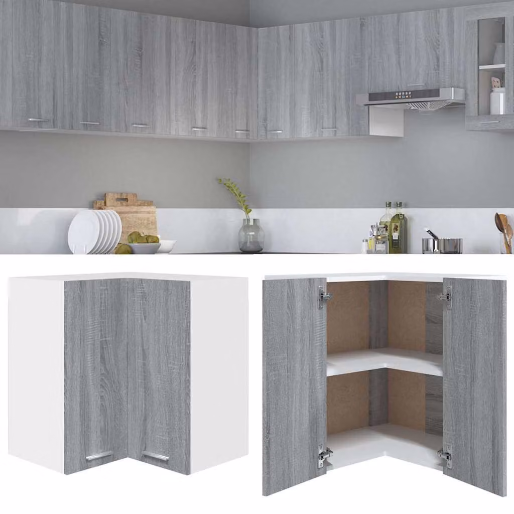 Pensile Angolare da Cucina Lyon vidaXL Grigio Sonoma L/P/H: 57 x 57 x 60 cm