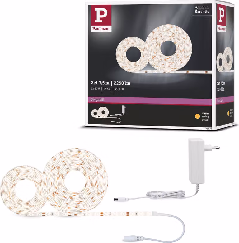 Paulmann SimpLED Striscia LED bianco caldo set completo