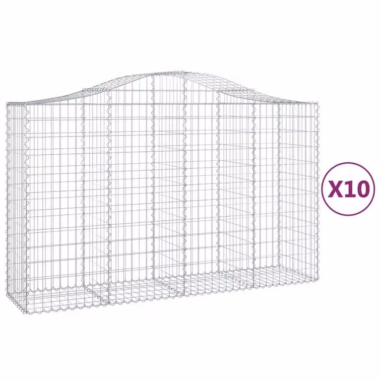 Cesti Gabbioni ad Arco 10 pz 200x50x120/140 cm Ferro Zincato