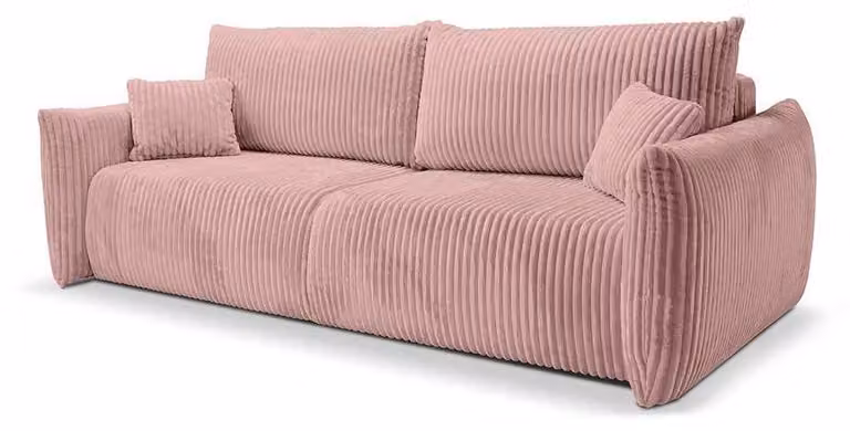 Divano a tre posti con funzione letto, modello Alloro, colore rosa porcellana