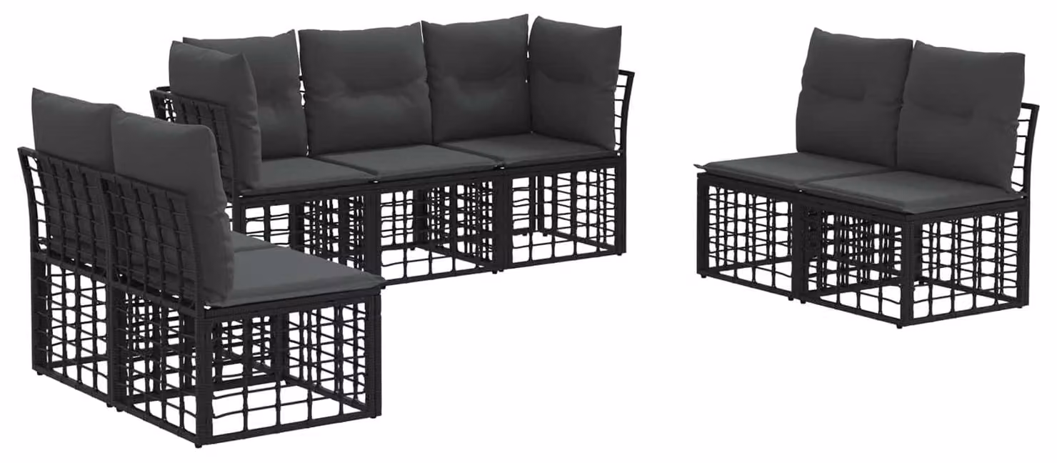 Set di divani da esterno Nero Poliestere