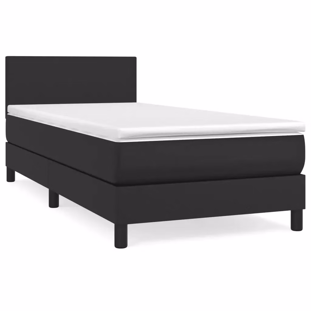 Letto a molle con materasso ibrido vidaXL in similpelle nera, L/P/H: 203 x 90 x 88 cm – 2