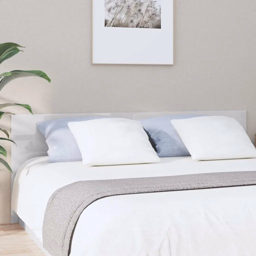 Testiera per Letto vidaXL in Legno Multistrato Bianco Lucido L: 200 cm, H: 80 cm, P: 1,5 cm
