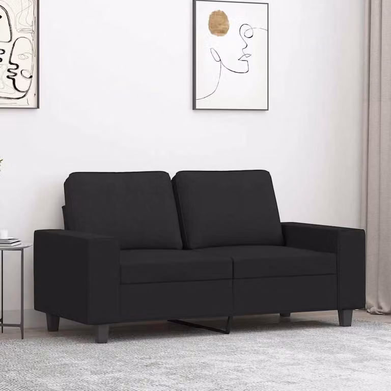 Divano a 2 posti moderno vidaXL in tessuto nero con struttura in metallo per il tuo soggiorno L: 154 cm, P: 77 cm, H: 80 cm