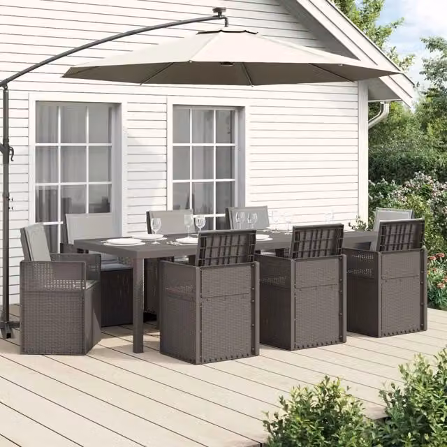 Set da Pranzo per Giardino 9 pz Grigio Chiaro PP 3430102