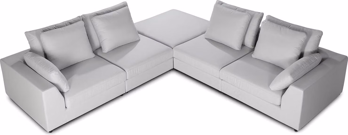 Ecksofa L-Form Sofa Couch Design Polster Modern Textil Weiß Stoff Eck Garnitur