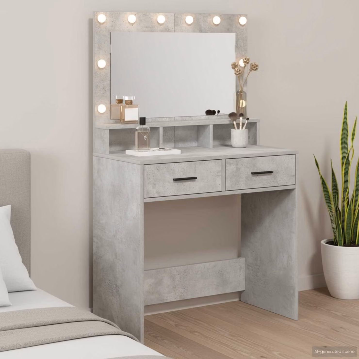 vidaXL Tavolo da Trucco Moderno Grigio L: 79 cm, P: 41 cm, H: 135 cm