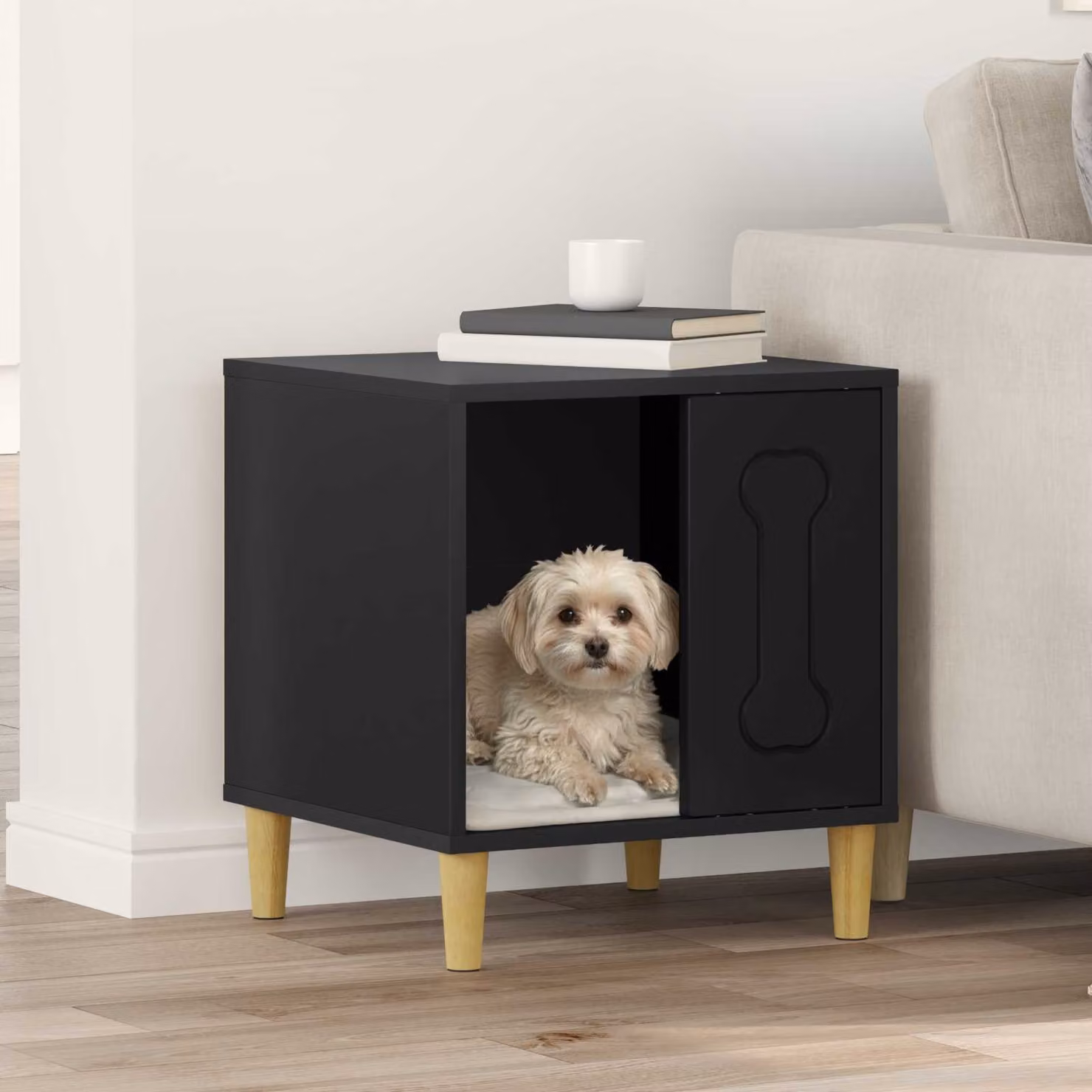 Cuccia per cani vidaXL in legno ingegnerizzato nero L 44 cm, P 42 cm, H 49 cm