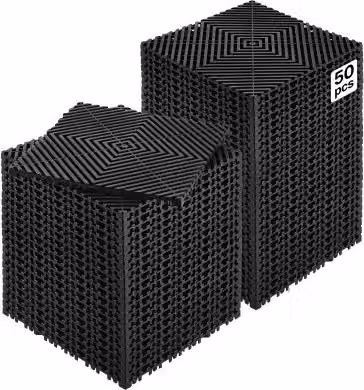 Set di 50 piastrelle modulari VEVOR per drenaggio nero antiscivolo, tappetino per doccia, garage o uso esterno, L: 30,48 cm x P: 30,48 cm