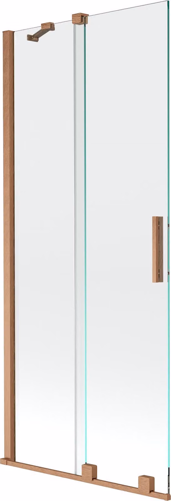 Mexen Velar paratia per vasca da bagno a 2 ante scorrevole 80 x 150 cm, trasparente, rame spazzolato - 896-080-000-01-65