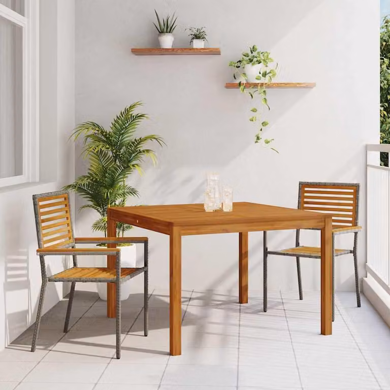 Maison Exclusive - Set da giardino per esterni, 3 pezzi, legno massello di acacia, colore grigio