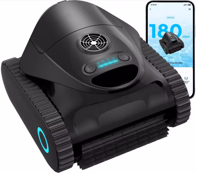 Robot per piscina, wireless, con batteria da 96 Wh, dimensioni 37x36x24 cm, peso 8,8 kg, adatta per la pulizia del fondo e delle pareti, controllabile tramite app