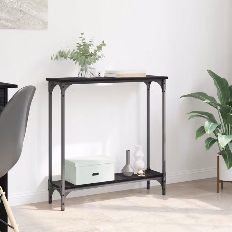 vidaXL Tavolo consolle in stile industriale nero, L 75 cm x P 22,5 cm x H 75 cm