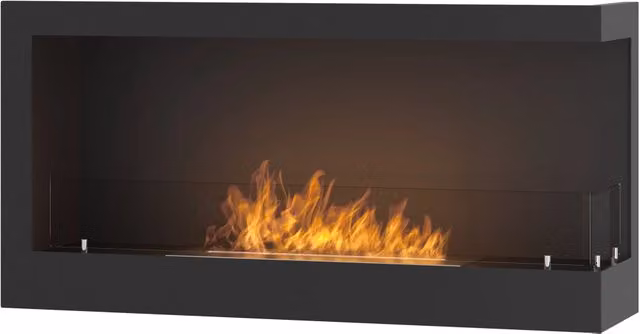 Camino a Bioetanolo da Incasso 90x45 cm Corner 900 Right Destro Nero con Vetro
