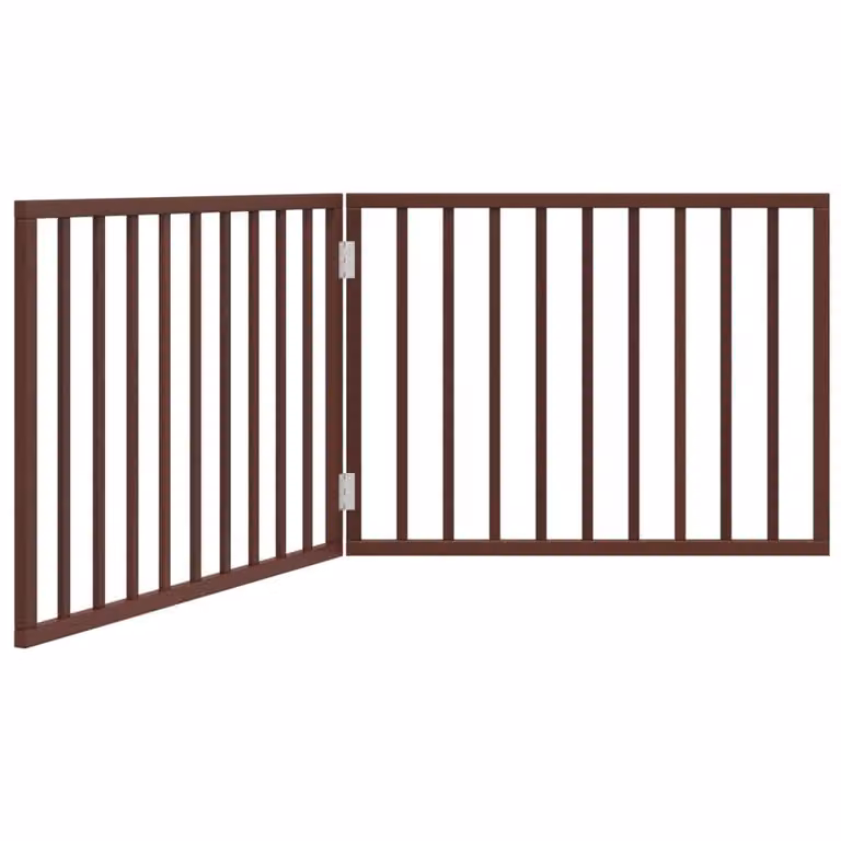 Cancello Cani Pieghevole 2 Pannelli Marrone 160cm Legno Pioppo