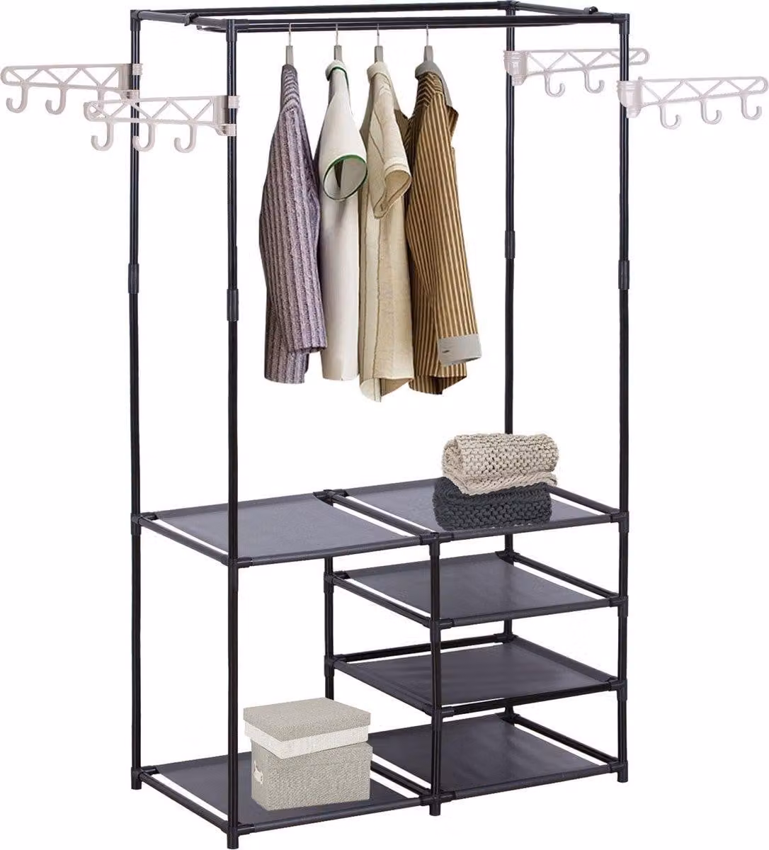Armadio Bolt Edge - Armadio pieghevole in tessuto - Struttura in metallo - Organizzatore per la camera da letto - Nero
