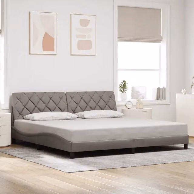Giroletto vidaXL in tessuto beige e grigio senza materasso L/P: 200 x 200 cm