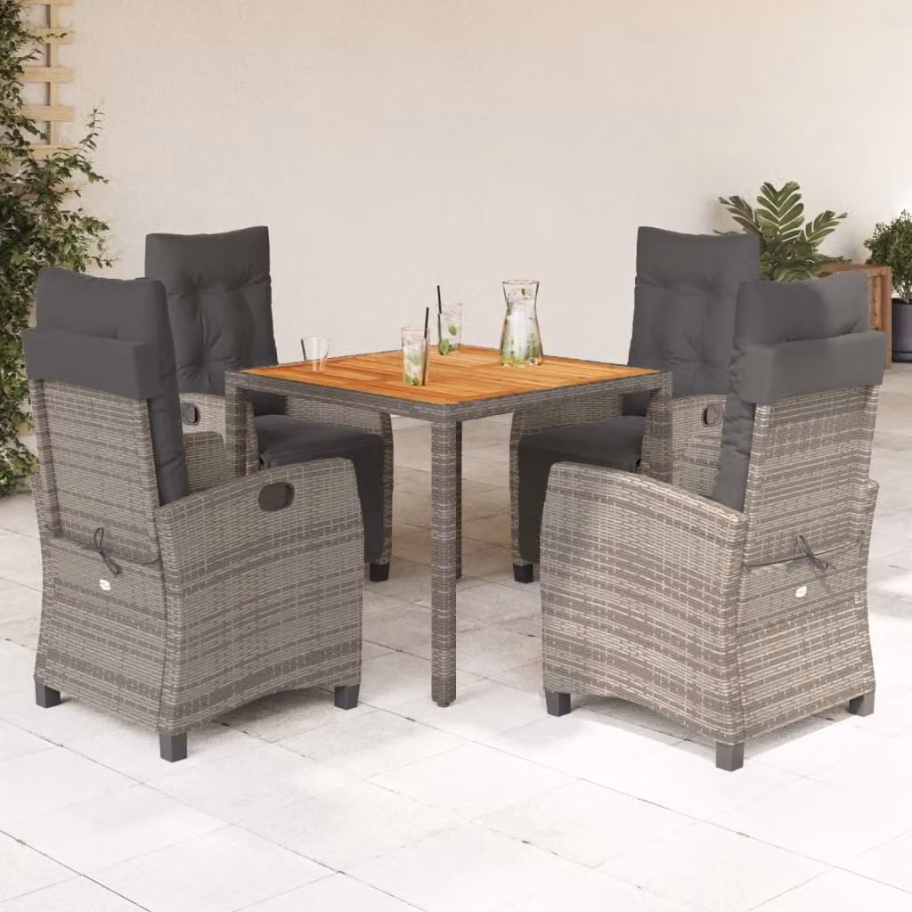 Maison Exclusive - Set da Pranzo da Giardino 5 pz con Cuscini in Polyrattan Grigio