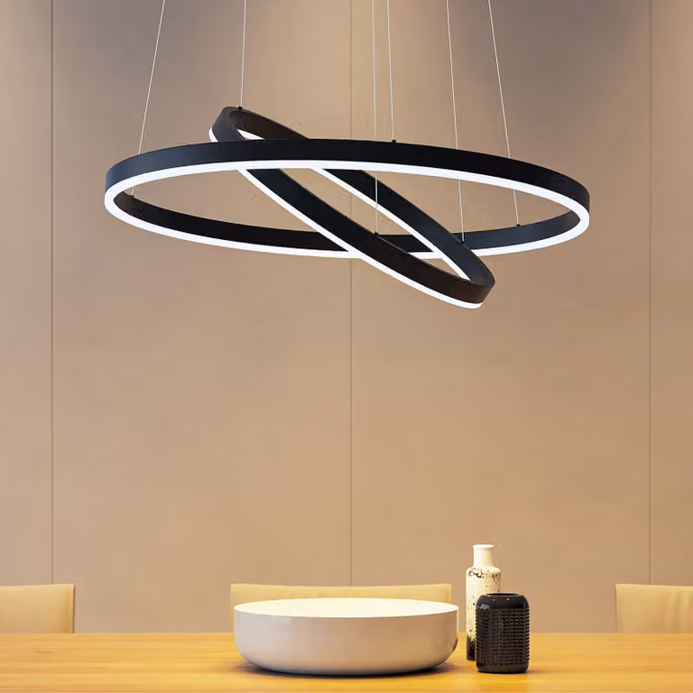 Lampada LED a sospensione Arcchio Albiona, nero, 2 anelli, Ø 60 cm Albiona Arcchio, dimmerabile, Nero, Cucina, Metallo, Moderno