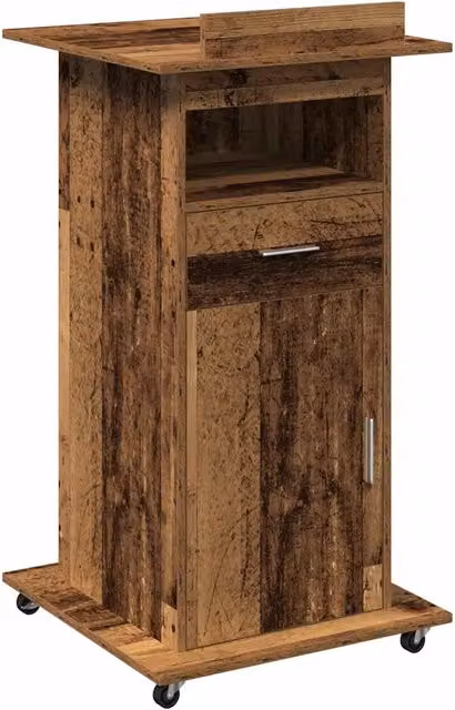 Podio in legno multistrato effetto legno vecchio marrone DESIGN IN L/P/H: 55 x 55 x 107 cm – 1