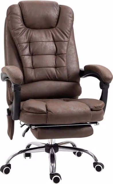 Poltrona da Ufficio Executive Giordanoshop in Microfibra Marrone con Massaggio e Telecomando L: 65 cm, P: 70 cm, H: 111-119 cm – 1
