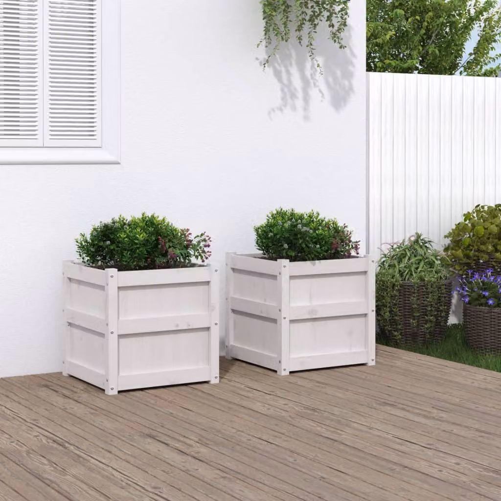Set di 2 fioriere da giardino vidaXL in legno di pino bianco – 1