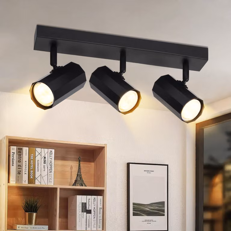 ZMH faretto da soffitto 3 fiamme plafoniera metallo nero GU10 faretto da soffitto lampada da soffitto vintage orientabile 330° retrò per soggiorno cucina camera da letto