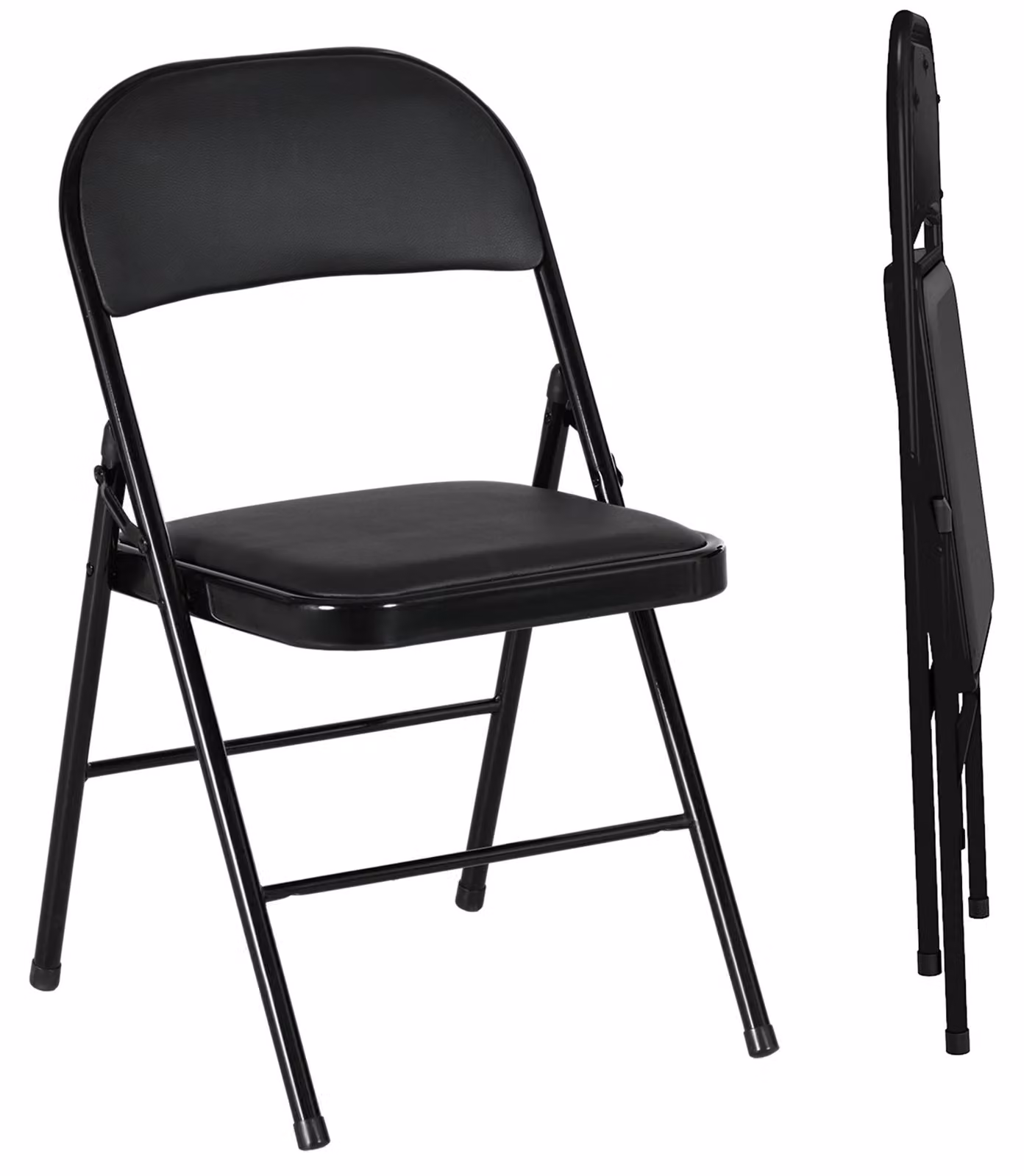 HOMCOM Set da 2 sedie pieghevoli - Sedia da ufficio portatile con cuscino, gambe in acciaio, nero